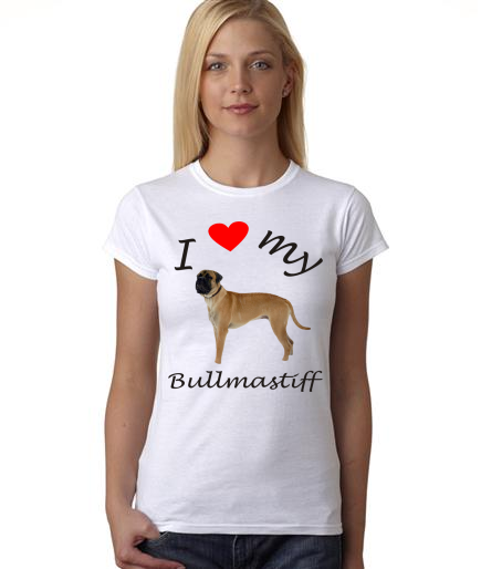 Dogs - I Heart My Bullmastiff on Womans Shirt